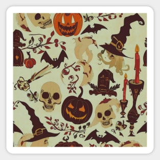 Vintage, retro, cottagecore, Victorian, Halloween aesthetic, pumpkin, skull Sticker